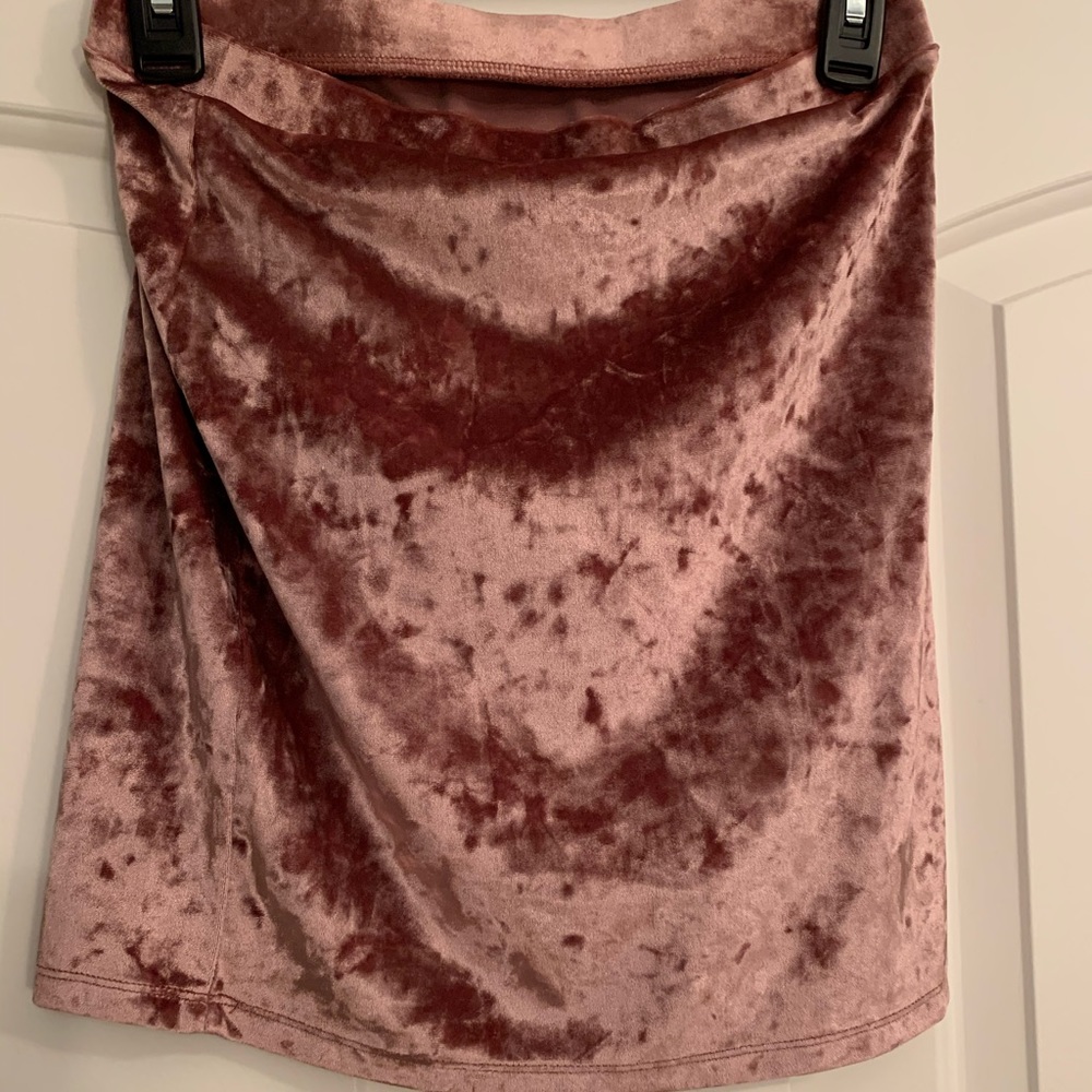 Rose colored velvet skirt